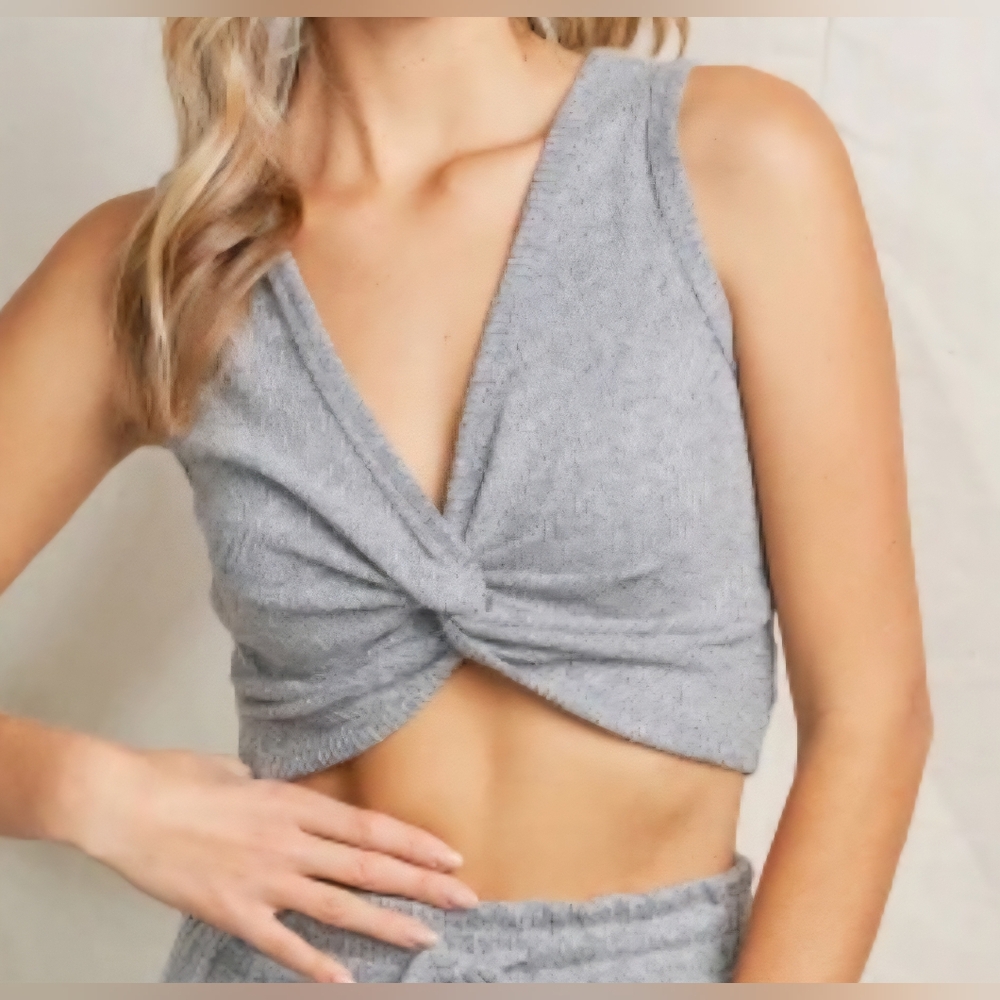 Anthropologie Gray Twisted Front Tank Top